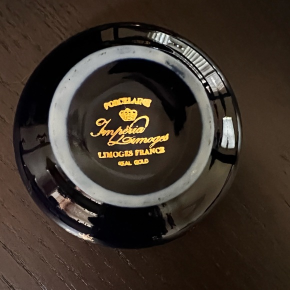 Limoges porcelain trinket box cobalt blue, real gold 18th century couple - Picture 3 of 8